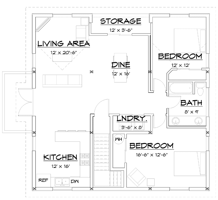 Oakridge apartment barn kit 36'