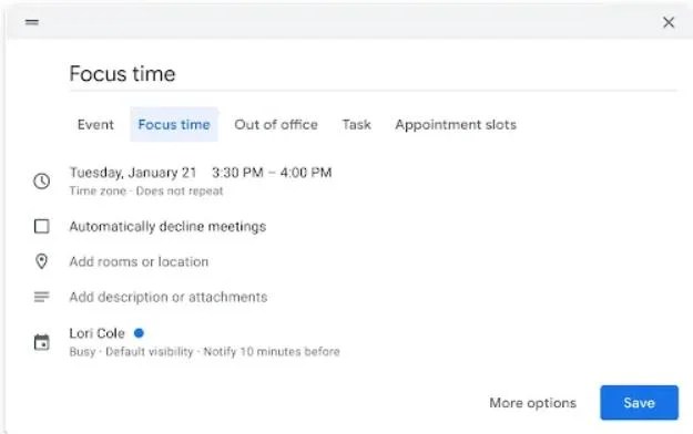 It will look different than a standard calendar event, alerting others to the change on any and all shared calendars. Google Calendar Enables Focus Time To Make You More Productive
