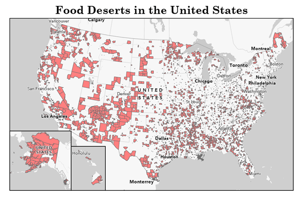 United States Desert Map Relative Presence Of Food Deserts In The Kade July1 
