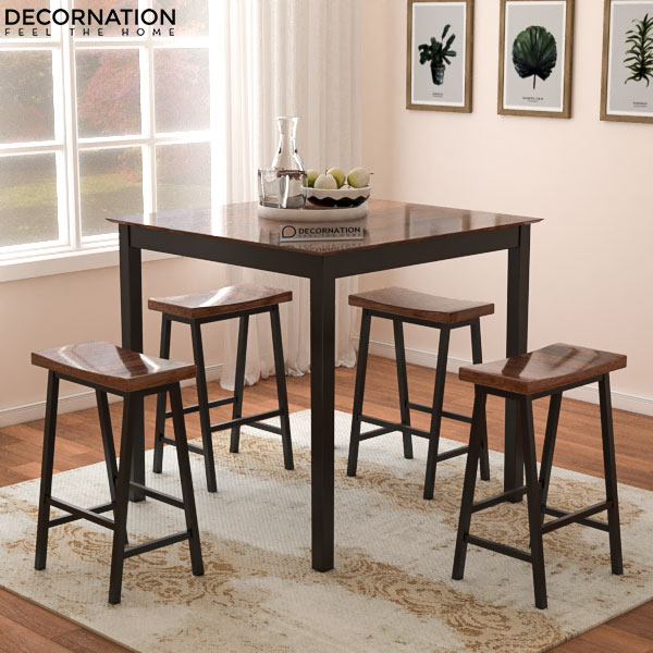 Brussels Solid Wood 4 Seater Dining Table Set Decornation