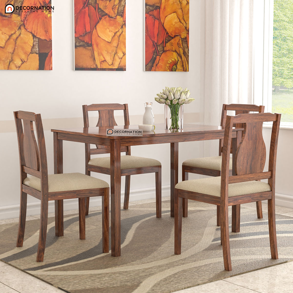 Chiny Wooden 4 Seater Dining Table Set Decornation
