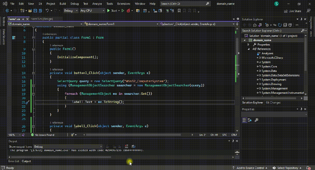 Get domain name in c#