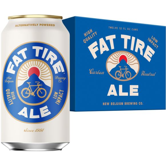More than 30 years after New Belgium Brewing Co. debuted Fat Tire amber ale, the brewery's flagship beer is getting a makeover. The beer itself is lighter in color and body, with a subtle grainy sweetness in both aroma and flavor. For the second time in four years, Fat Tire's branding has undergone a stark revamp, too. Cans and bottles trade their deep blue and red colors for a predominantly white label featuring a royal blue logo with a pop of red. (Provided by New Belgium Brewing Co.)