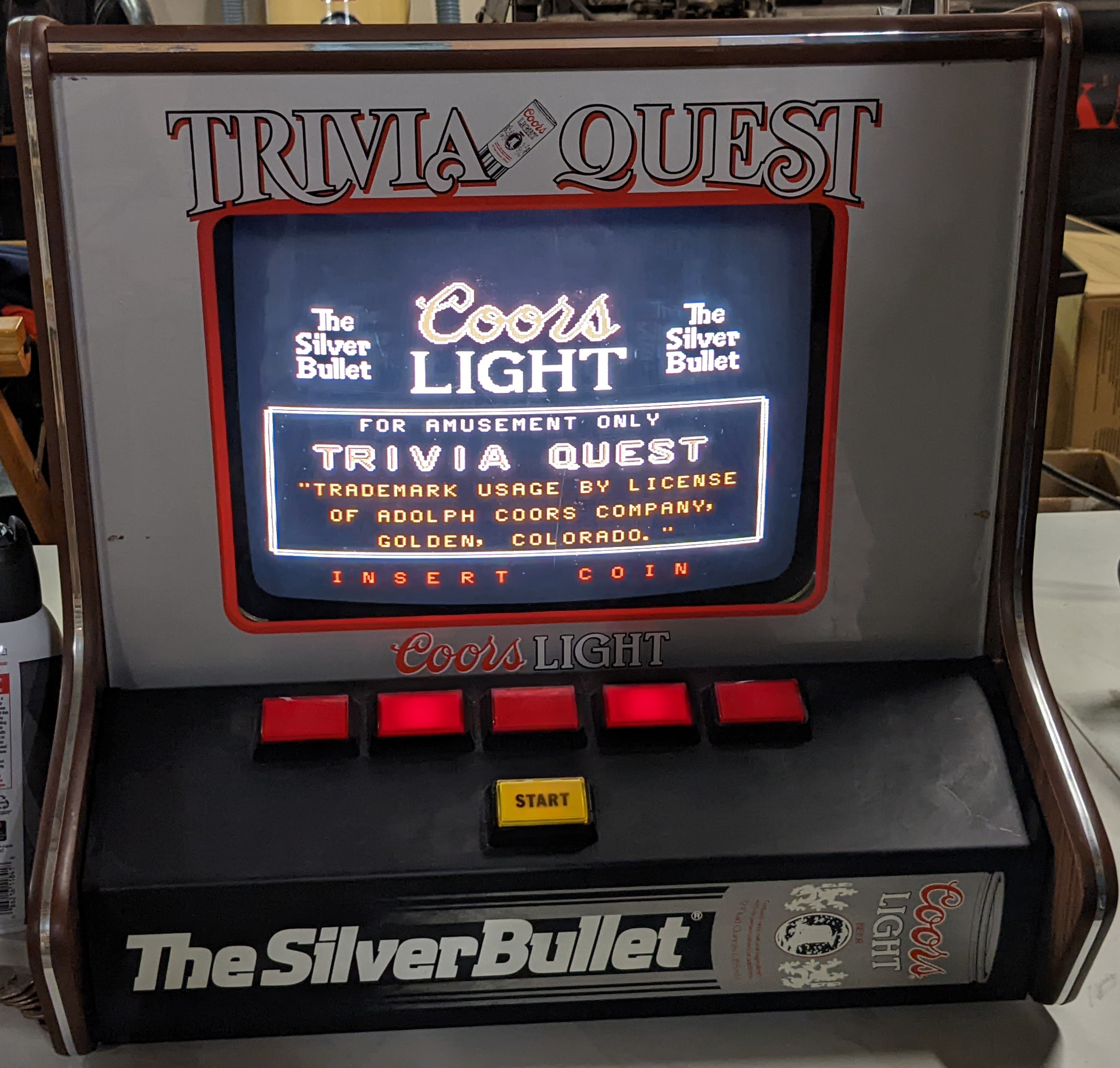 Coors TriviaQuest bar top game entertained beer drinkers sitting at the bar throughout the 1980s. BeerWolf makes an appearance throughout the game. (Provided by Coors Brewing Co.)