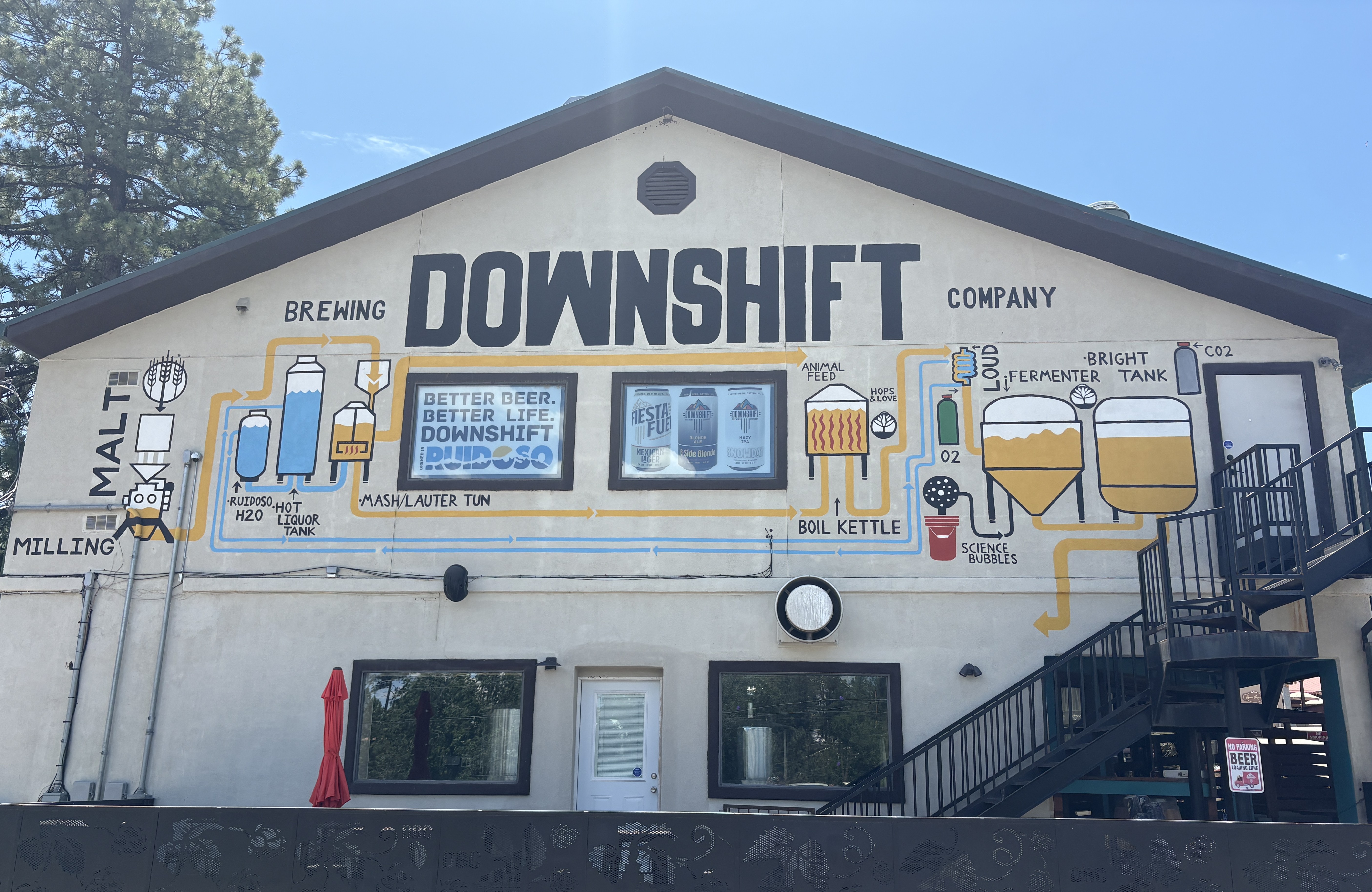Downshift Brewing Company has two locations in Ruidoso, N.M., featuring craft beer and all-day food menus. (Allison Savage Bates/Special to The Denver Post)