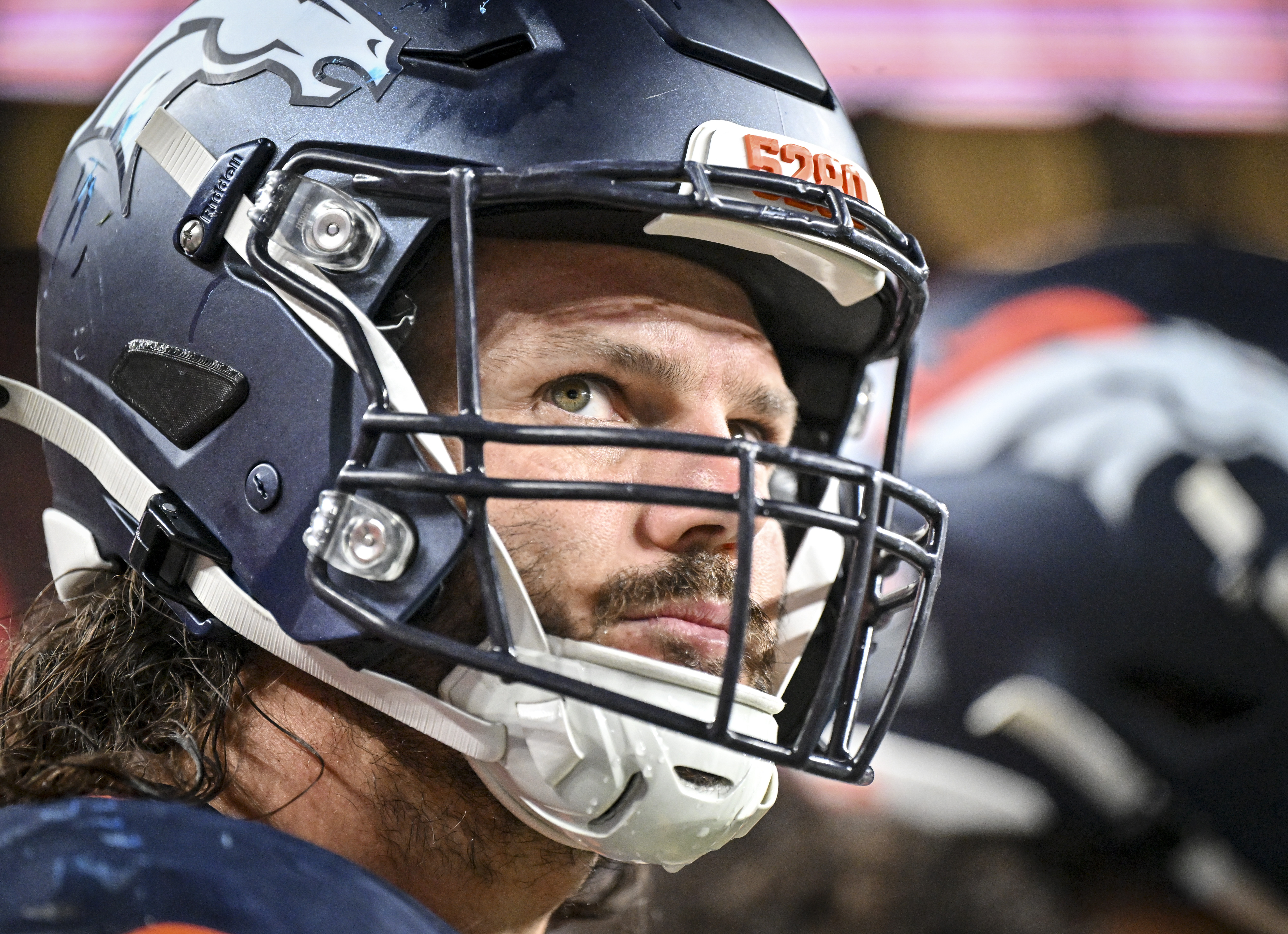 DENVER , CO - SEPTEMBER 27: Alex Singleton (49) of the Denver Broncos prepares to take the field during the second quarter against the Los Angeles Rams at Empower Field at Mile High in Denver, Colorado on Sunday, September 27, 2026. (Photo by AAron Ontiveroz/The Denver Post)