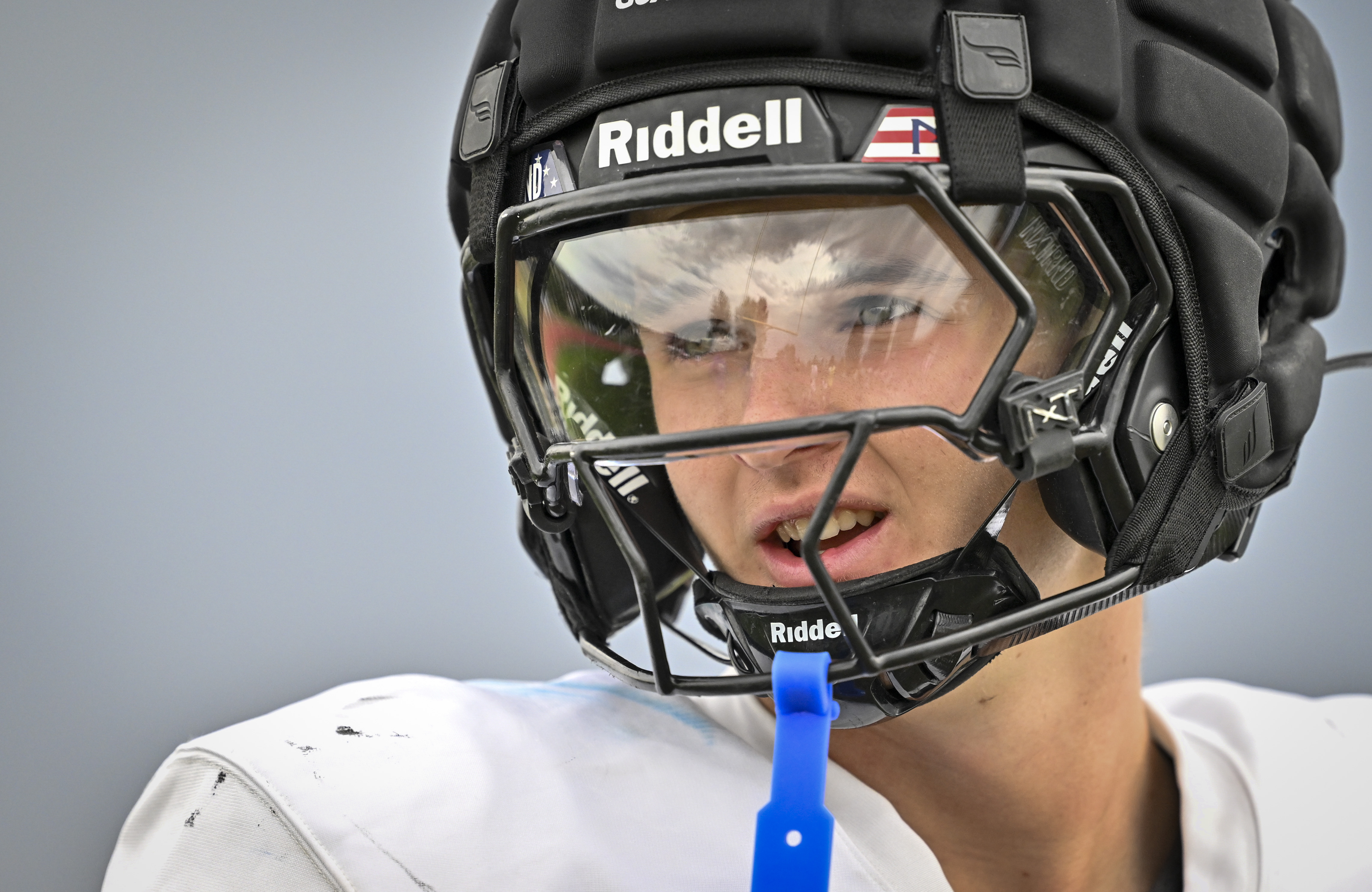 AURORA , CO - SEPTEMBER 16: Zach Johnston of the Grandview Wolves prepares to return a kick during practice at the school in Aurora, Colorado on Wednesday, September 16, 2026. (Photo by AAron Ontiveroz/The Denver Post)