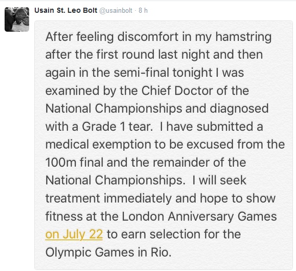 Mensajes compartidos por Usain Bolt en Twitter