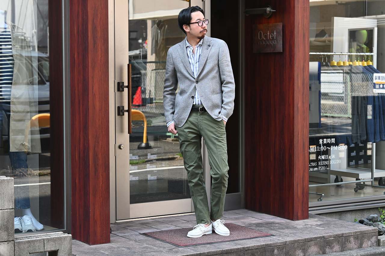 LARDINI IZUMO シャツジャケット ベージュ グレンチェック 50 LARDINI（ラルディーニ）IZUMOイズモ コットンリネンメッシュ
