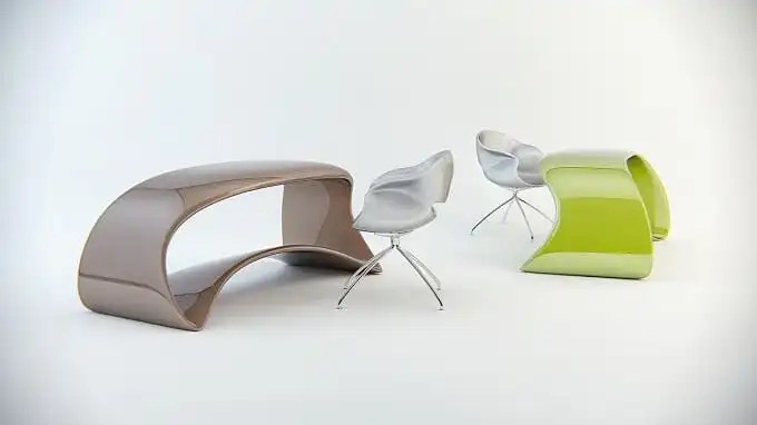 Table and Drawer Unit Impresses with Fluid Sculptural Form