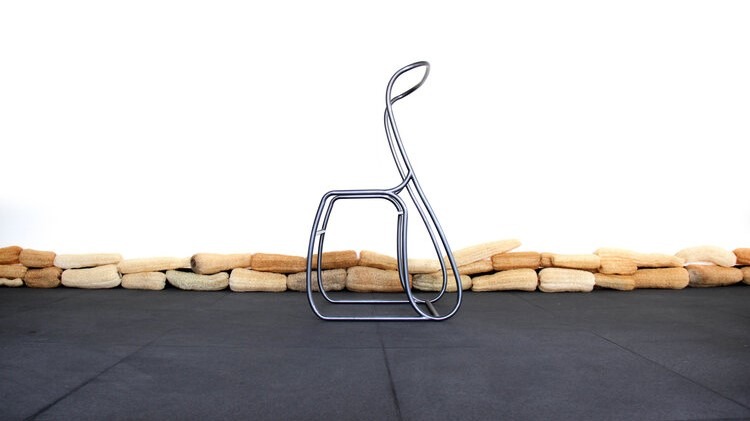 Eco-Friendly Chair Lukang Made Using Loofah And Stainless Steel