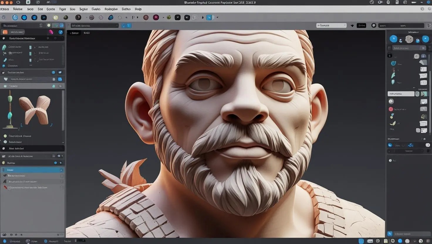 Blender sculpting a custom 3D model for 2025 projects