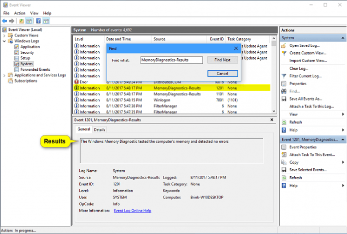 Checking Results in Event Viewer