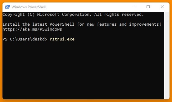 Open System Restore Using PowerShell