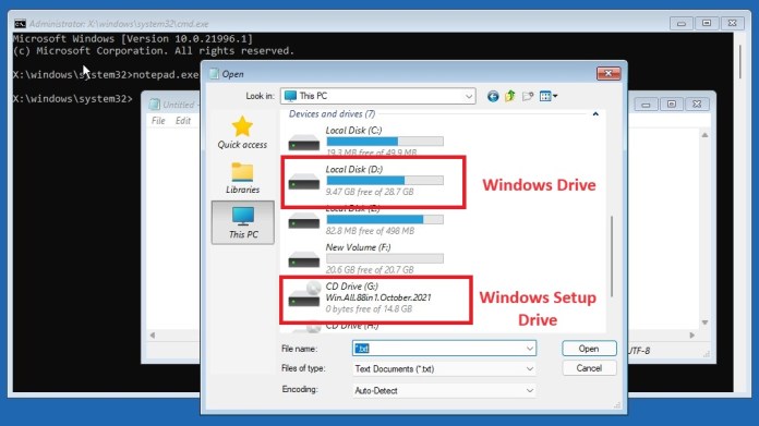 finding Windows and Windows setup drive letter