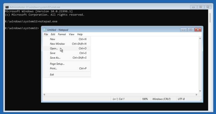 open notepad via CMD