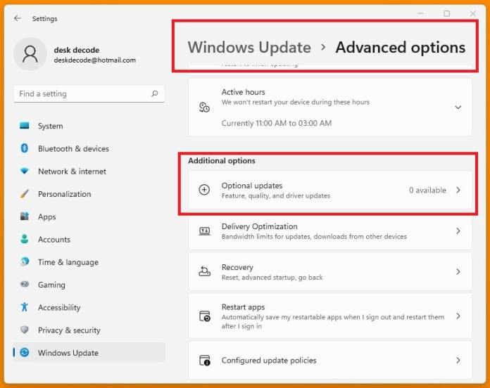 optional updates in windows