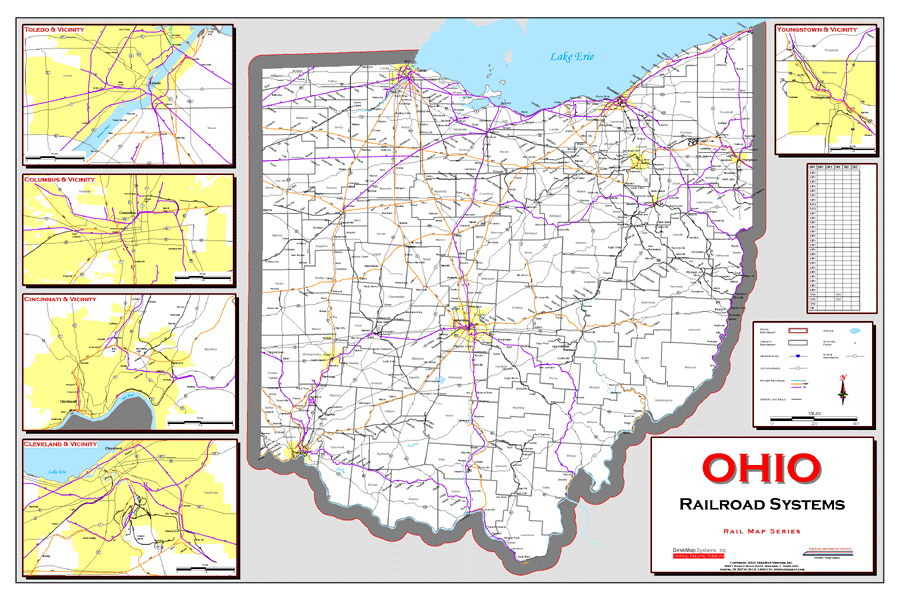 DeskMap Systems Printed Railroad Maps Information Systems Rr Ohio 