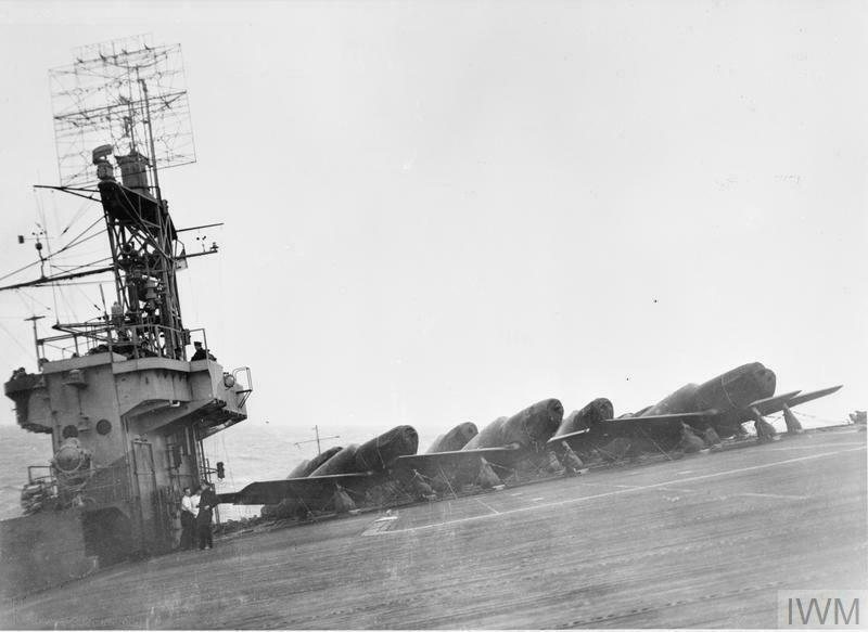 North American P-51B Mustang fighters on HMS Trumpeter in Jan 1944
