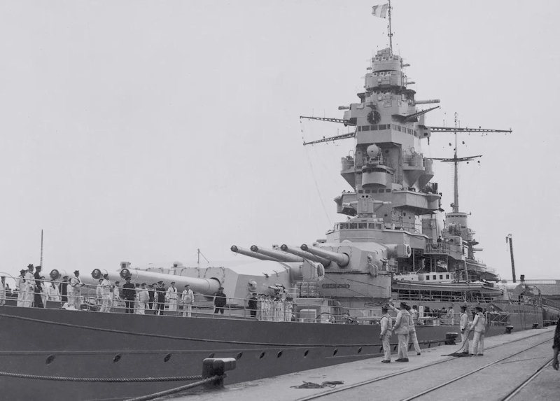 Dunkerque makes a port call in Liverpool during her tour of Great Britain, May 1939
