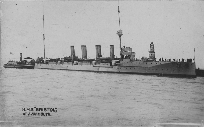 HMS Bristol (1910) at Avonmouth