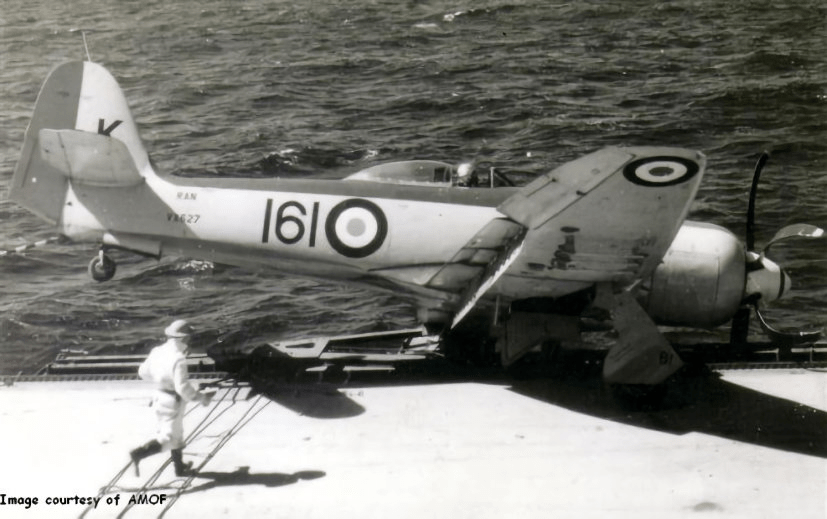 Sea Fury VX627 Over the side