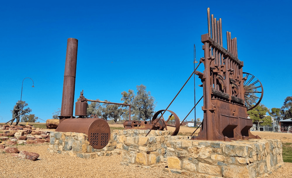 Stamper battery from the Mount Boppy Mine Cobar Miners' Heritage Park