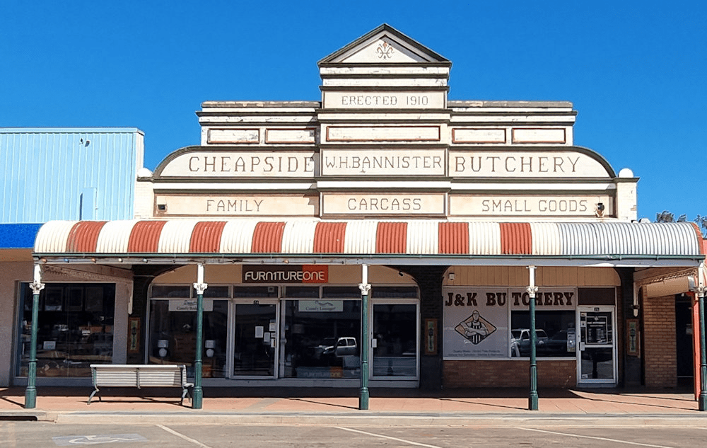Old building façade on Marshall St. Cobar