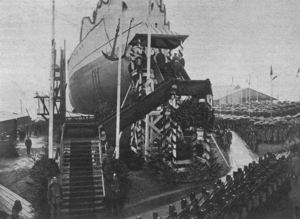 SMS Braunschweig being launched