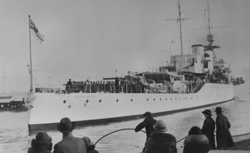 HMS Frobisher - leaving Chatham in 1934