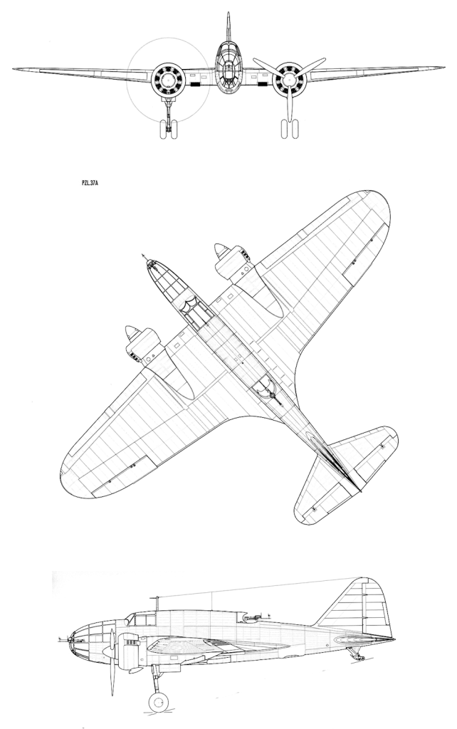 PZL-37A Line Drawing
