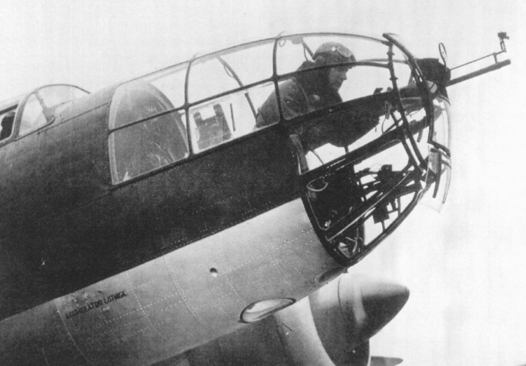 Nose gunner's position of a PZL.37 Łoś