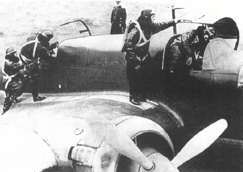Crew members boarding a PZL.37B Łoś