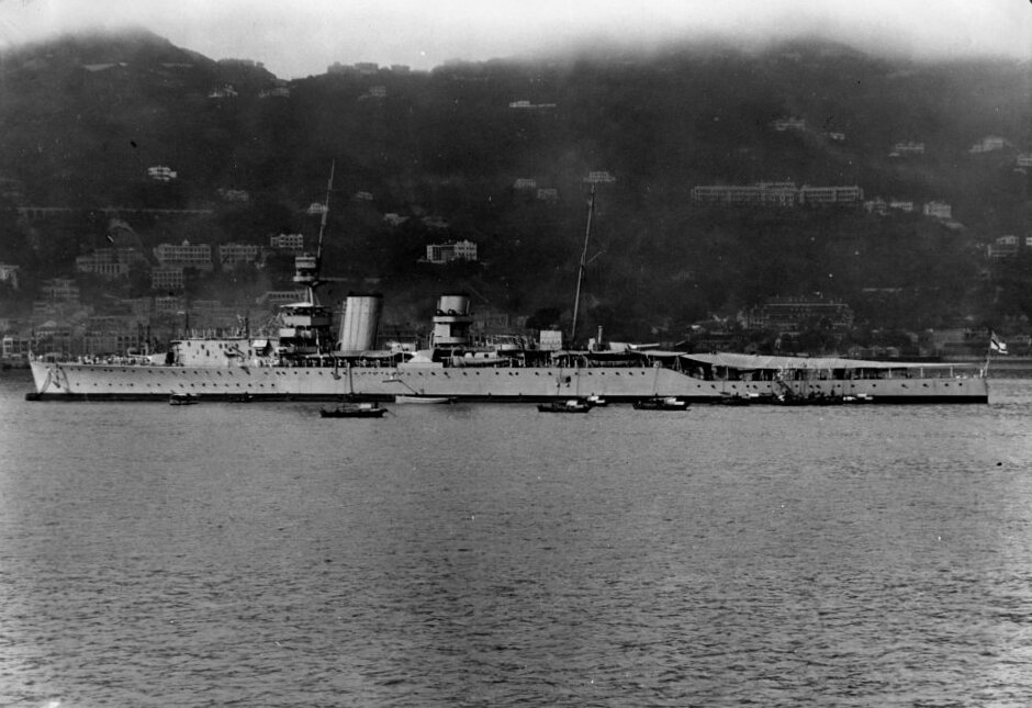 HMS Vindictive in China after re-conversion into a cruiser, 1926