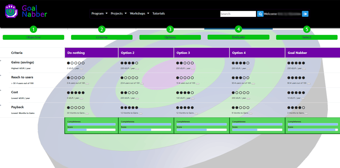 Selecting option with Goal Nabber