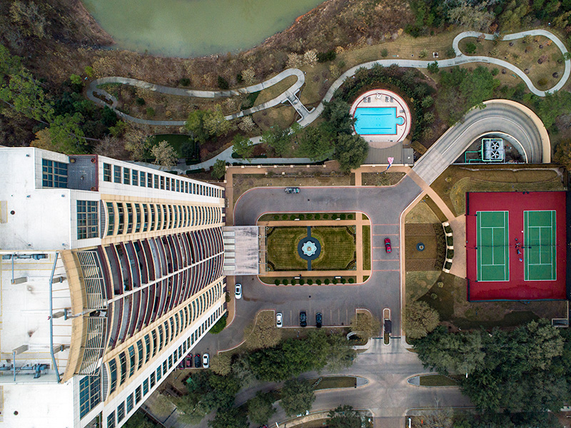 Bird's-eye view of a Houston, Texas high rise