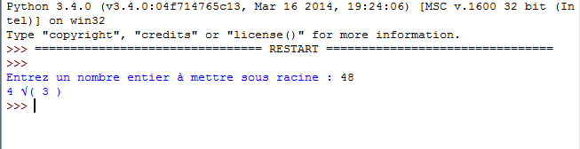 Python : Simplification de racine carré