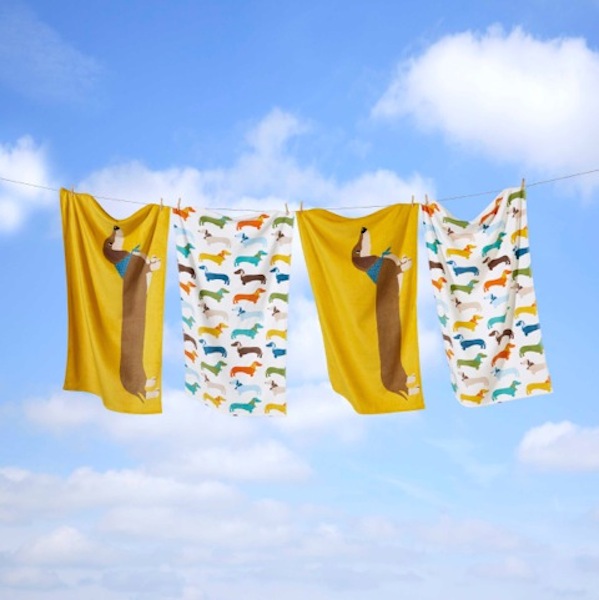 sausage dog print towels