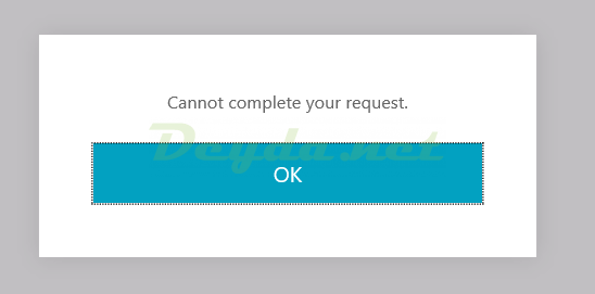 Cannot complete your request Anforderung kann nicht abgeschlossen werden