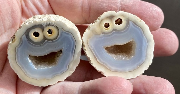 Agate Gemstones that looks like the Cookie Monster