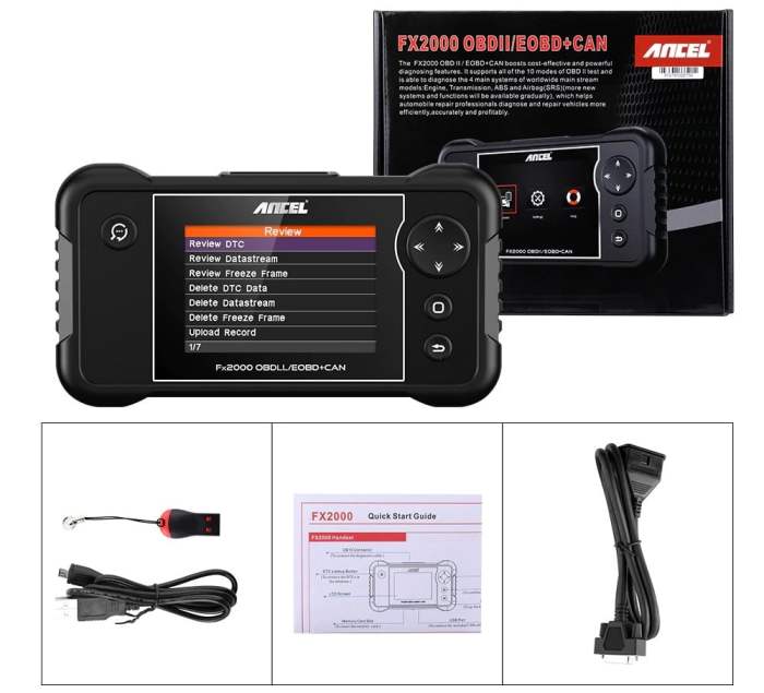 Ancel FX2000 OBDII Scanner Package List