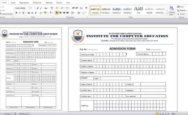 Do It Yourself – Tutorials – MS Word Tutorial : How To Create Admission Form For School, College ...