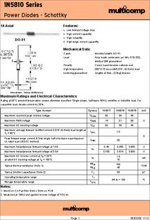 1n5819 Datasheet Specifications Diode Type Schottky