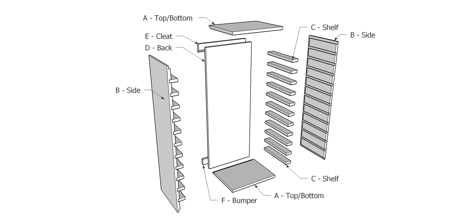 Project Plans - Storage Rack For Sorting/Storage bins - Fits Alit Brand