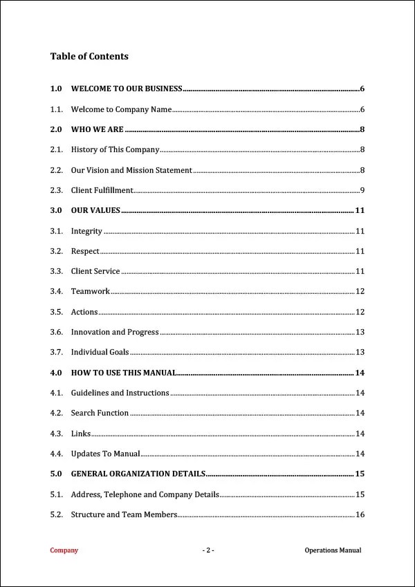 Senior vice president for finance and operations. Operations Manual Table Of Contents 8 Essentials