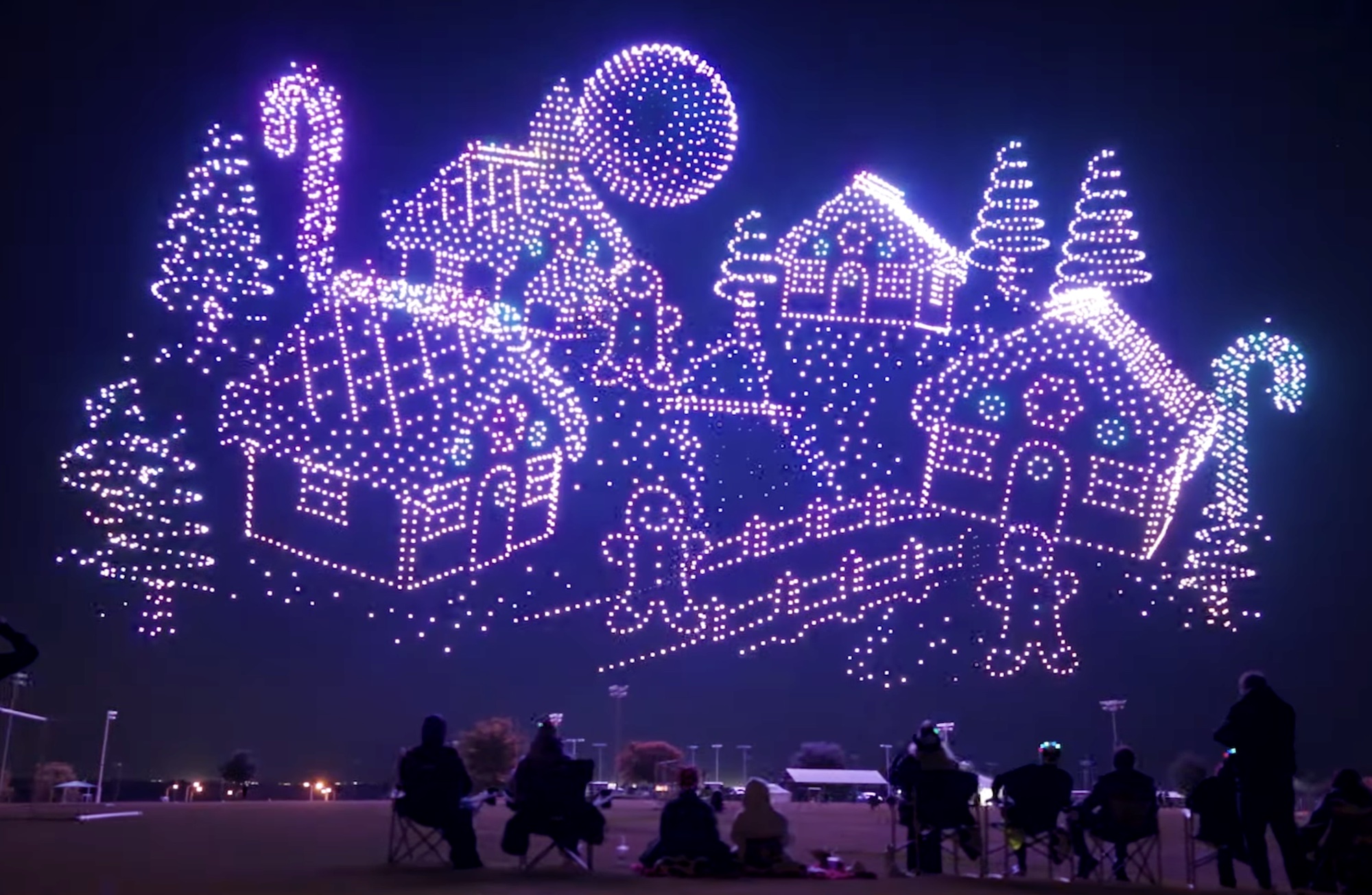 rewrite this title Watch this festive drone display that scored a world record