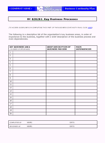 Latter Business Continuity Checklist Template