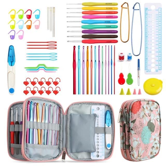 Tools Kit Crochet Estuche Flores X 21 Agujas Quemono
