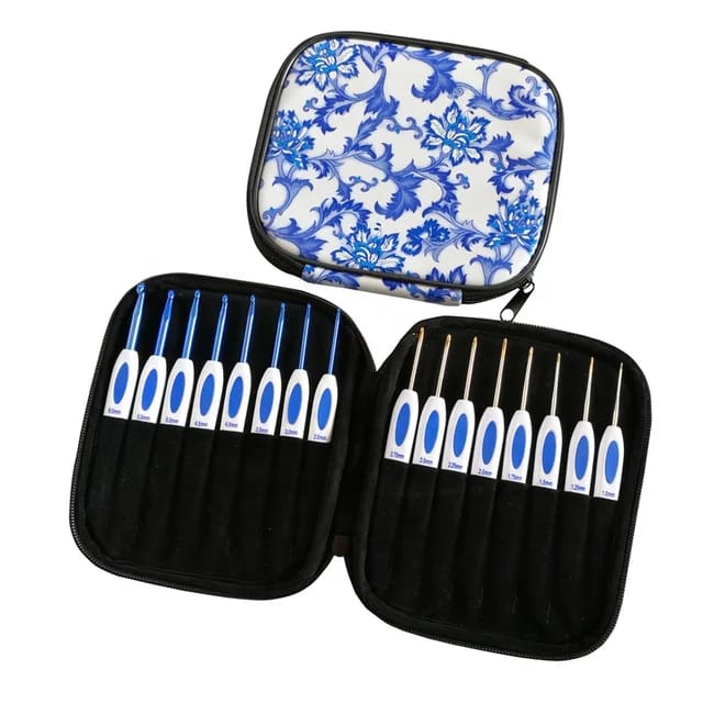 Tools Kit Crochet Estuche Terciopelo X 16 Agujas Quemono - Imagen 3
