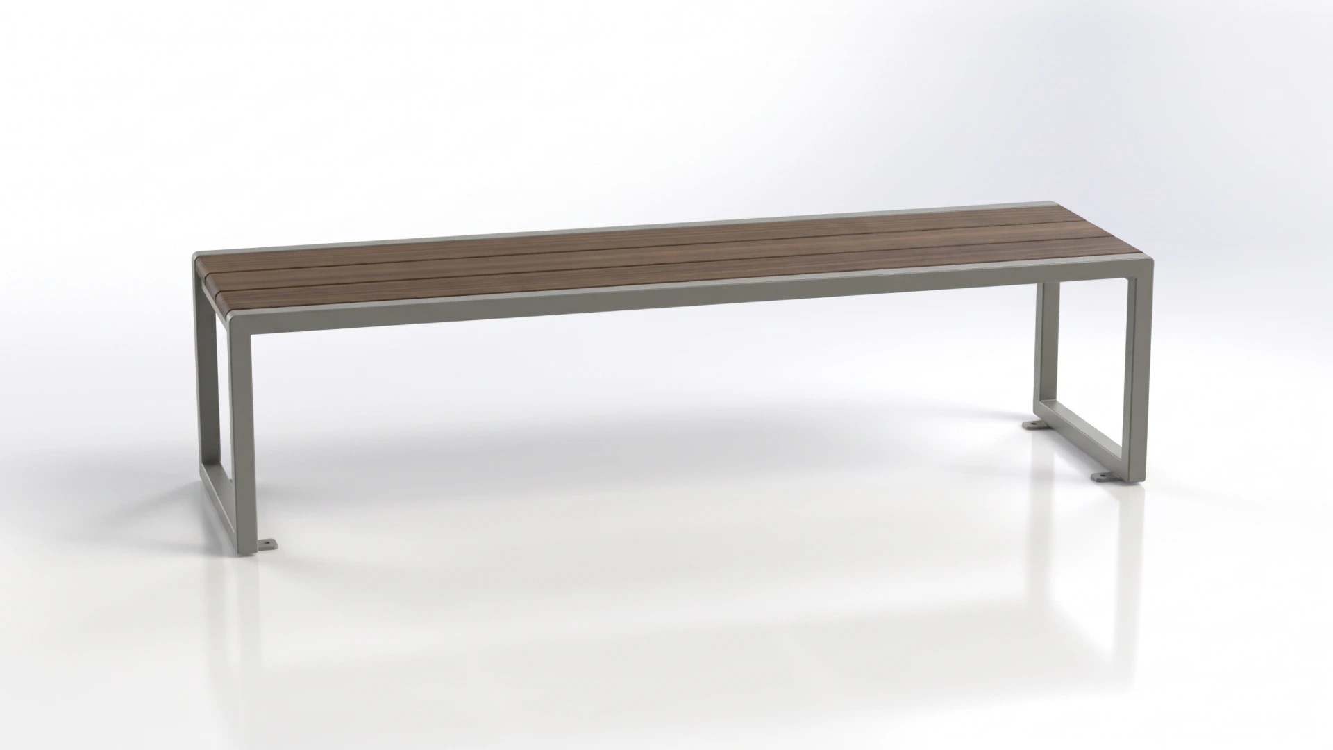 Forest Park Backless Bench with wood slats on a powder coated steel frame